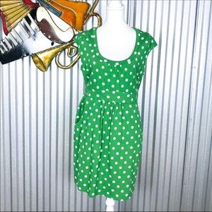 Boden Green and White Polka Dot Dress